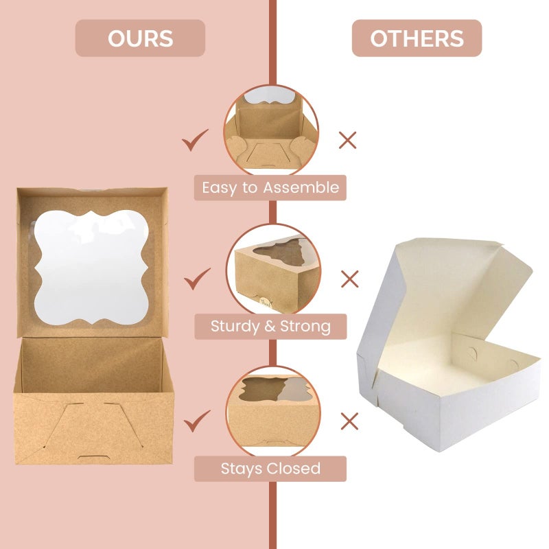 Leafiew 20 Pack Cookie Boxes for Gift Giving â€“ 6X6X3 Inches Bakery Boxes with Window - Extra Thick Small Cookie Containers for Treats, Desserts, Strawberries, Cupcakes, Candy, Charcuterie, Baked Goods, Pastry - Image 5